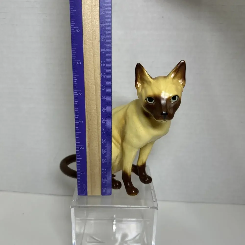 Vtg Ceramic Siamese Cat Hand Painted Choc Point 5.5